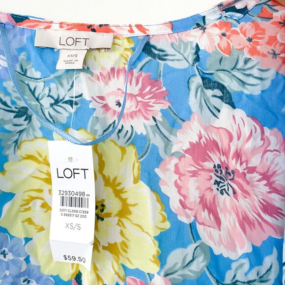 NWT LOFT Blue Multi Floral Kimono – Size XS/Small Cottage Floral Romantic - Picture 6 of 7